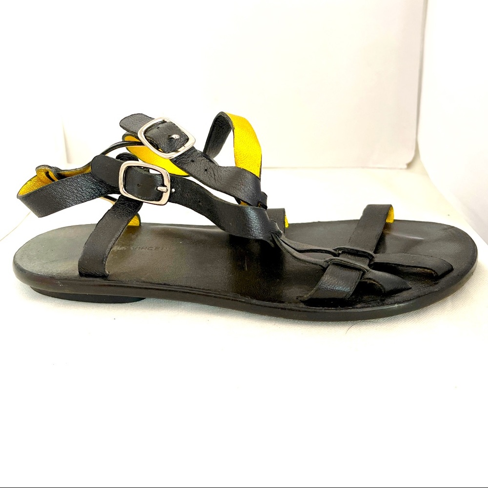 CYNTHIA VINCENT BLACK LEATHER SANDALS SIZE 6